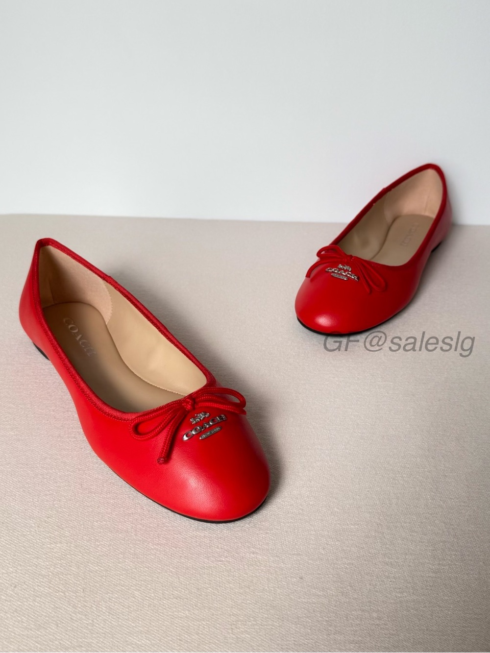 NWT Coach Alina Leather Ballet Flats Red Size 8 CC749